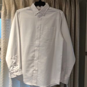 Izod long sleeve button down white shirt